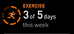 Captura de pantalla en el dispositivo de la cantidad de días que se ha practicado ejercicio esta semana